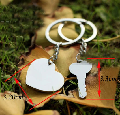 Zinc Alloy Couple Keychain - Silver-Plated My Heart Key Ring for Wedding Favors & Romantic Gifts