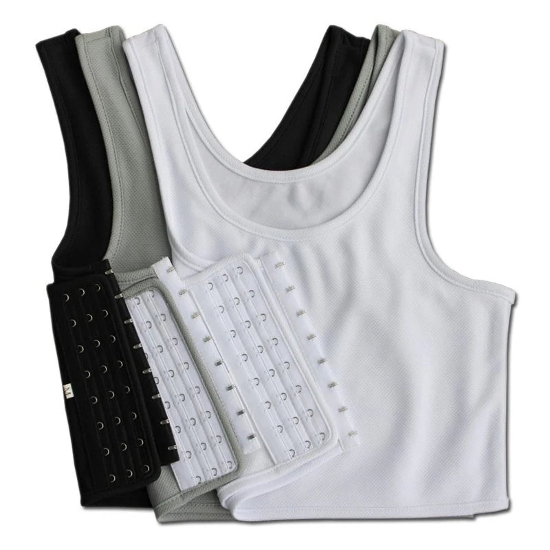 Women’s Breast Binder – Transboy Lesbian Corset Vest with Side Buckle, Summer Short Tank Top Shaper Bustier