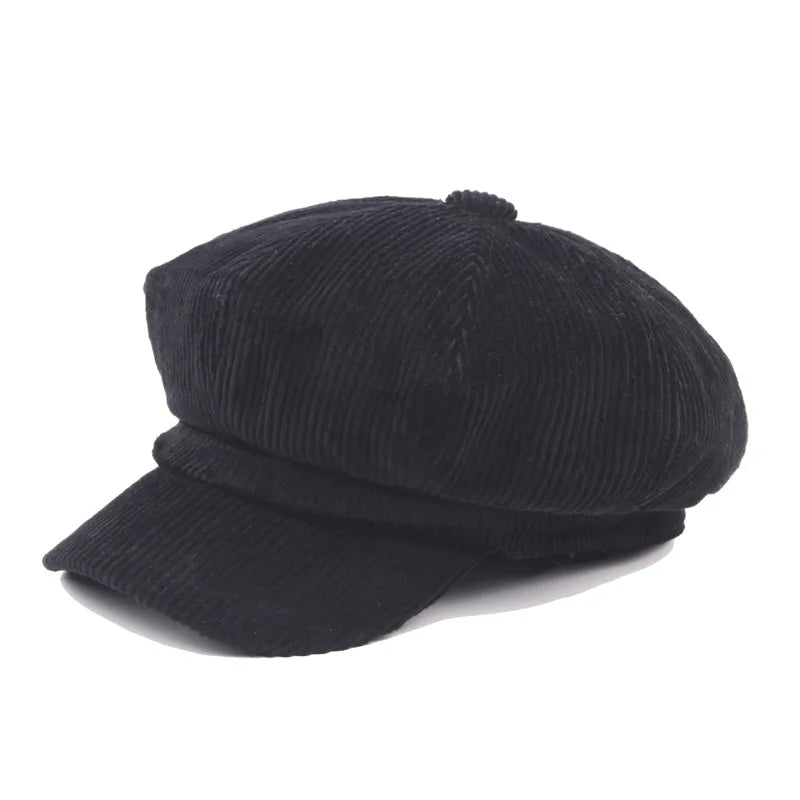 Vintage Newsboy Beret Cap for Women – Autumn Winter Octagonal Painter Hat England Style