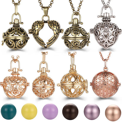 Mexico Music Ball Hollow Zircon Pendant Necklace – Vintage Perfume Aromatherapy Locket for Women