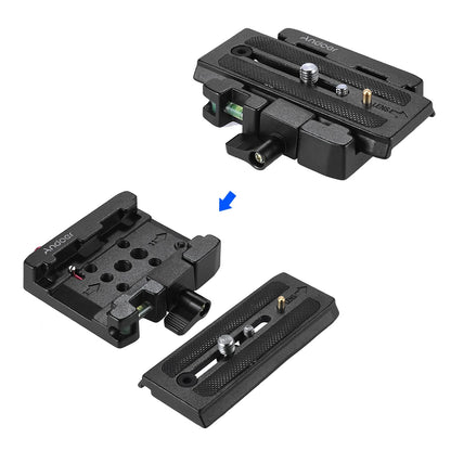 Andoer Video Camera Tripod Quick Release Clamp Adapter – with Plate for Manfrotto 501, 500AH, 701HDV, 503HDV, Q5 Head