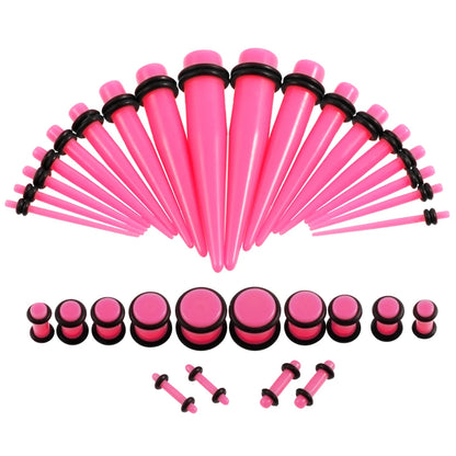36PCS Acrylic Ear Gauge Stretching Kit – Mixed Color Tapers & Plugs, Flesh Tunnel Body Piercing Jewelry 14G-00G