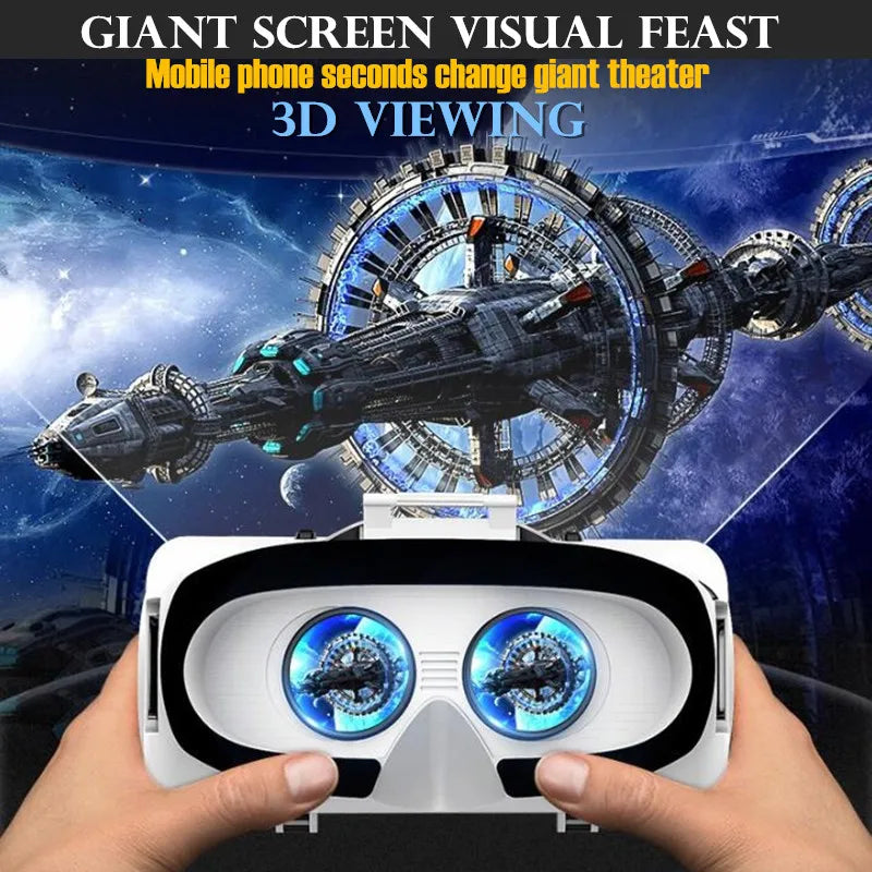 Virtual Reality VR Glasses — IMAX 3D Headset with Google Cardboard for 4.5–6.53" Phones, Game Joystick Support