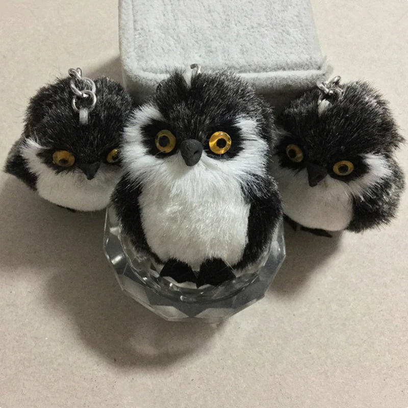 Cute Tiny Plush Faux Rabbit Fur Owl Keychain – Mini Animal Bag & Car Trinket Jewelry Gift for Women & Girls