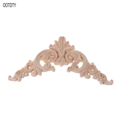 4pcs Wood Carved Corner Applique - Unpainted Furniture Cabinet Frame Decorative Onlay 12x12cm