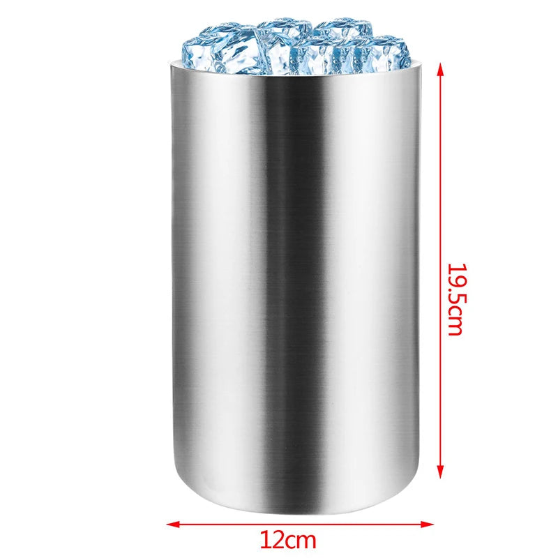 UPORS Stainless Steel Wine Cooler Bucket – Double Wall Bottle Holder for Champagne, Beer & Ice, Bar Chiller Tool