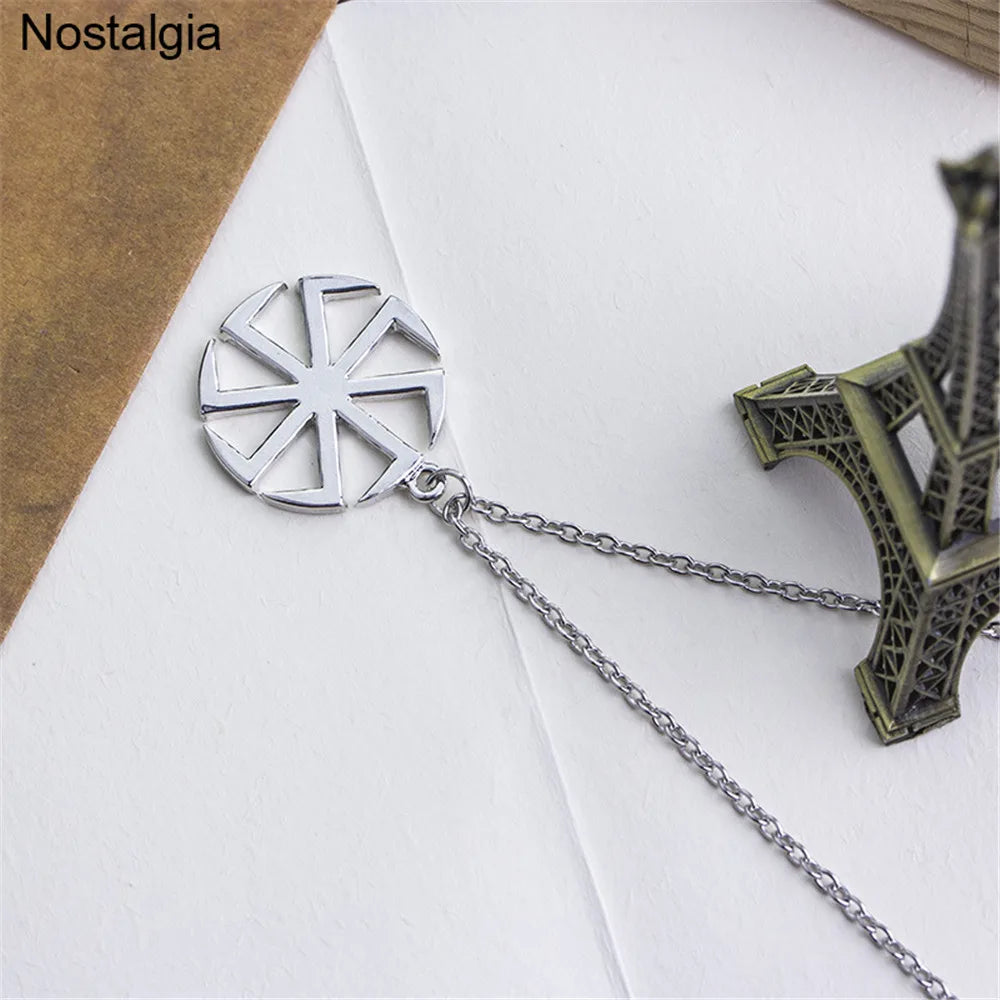 Nostalgia Slavic Kolovrat Pendant Necklace – Pagan Wicca Russian Wheel Amulet Talisman Jewelry