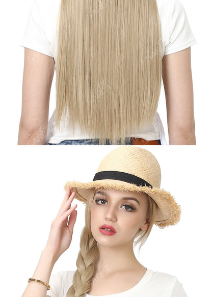Synthetic U-Part Clip-in Hair Extensions – Long, Straight, Thick Blonde Hairpieces (16, 20, 24 Inch)