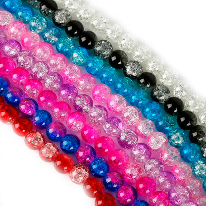 Crystal Glass Crackle Beads - 4/6/8/10mm Round Spacer Charm Beads for DIY Jewelry Making