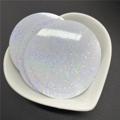 50PCS 50mm Flat Round Sequins with Side Hole – PVC Loose Paillettes for Sewing, DIY Crafts & Wedding Decorations
