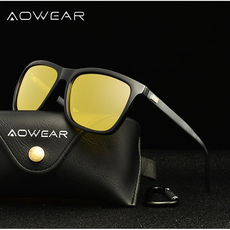 AOWEAR HD Night Vision Glasses – Polarized Yellow Lens Sunglasses for Men, Safe Driving Goggles