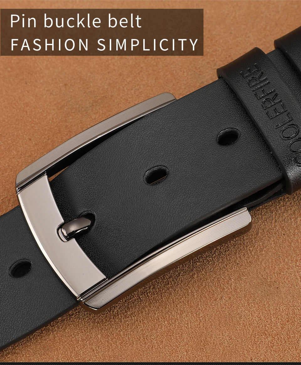 Men's High-Quality Genuine Leather Belt – Luxury Designer Cowskin Fashion Strap for Jeans & Cowboy Style