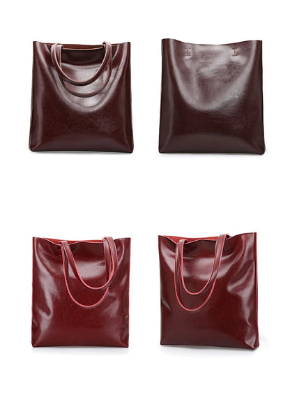2023 Genuine Cow Leather Women’s Handbag – Large Vintage Office Tote Shoulder Bag for Ladies