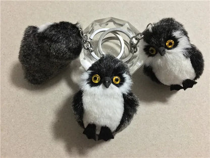 Cute Tiny Plush Faux Rabbit Fur Owl Keychain – Mini Animal Bag & Car Trinket Jewelry Gift for Women & Girls
