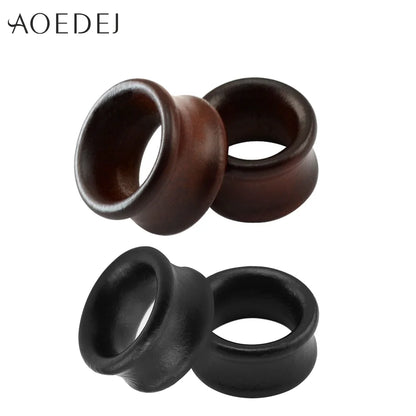 8–25mm Black Wood Ear Plugs – Body Jewelry Gauges, Tunnels & Stretchers for Piercing