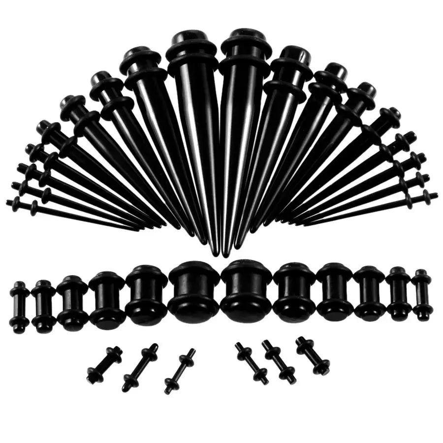 36PCS Acrylic Ear Gauge Stretching Kit – Mixed Color Tapers & Plugs, Flesh Tunnel Body Piercing Jewelry 14G-00G
