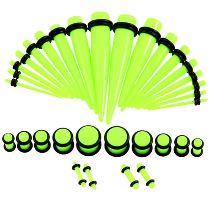 36PCS Acrylic Ear Gauge Stretching Kit – Mixed Color Tapers & Plugs, Flesh Tunnel Body Piercing Jewelry 14G-00G