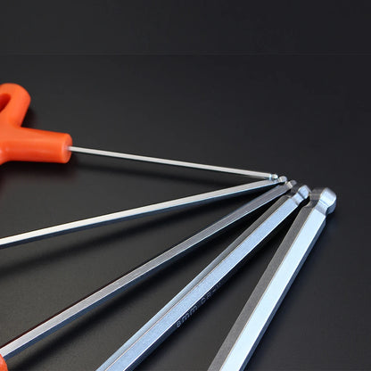 Hex Key Allen Wrench Adapter Set - Chrome Vanadium Steel Ball And Flat Head Hand Tool