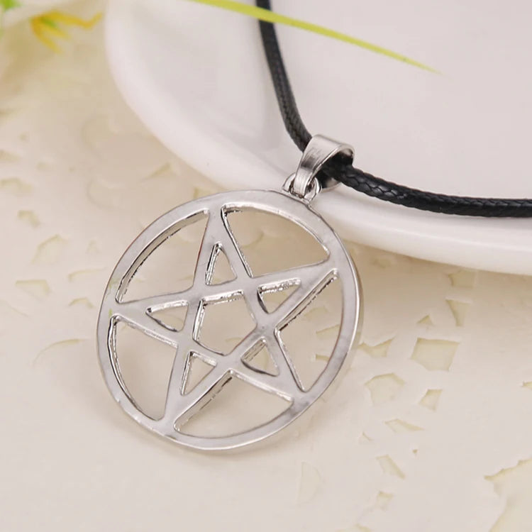 Fashion Black Butler Pentacle Necklace - Pentagram Lucifer Satan Logo Pendant for Men & Women