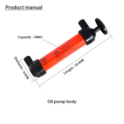 Portable Manual Oil Pump – Hand Siphon Tube for Liquid, Gas, Fuel Transfer, High-Quality Suction Pump & Inflatable Hose