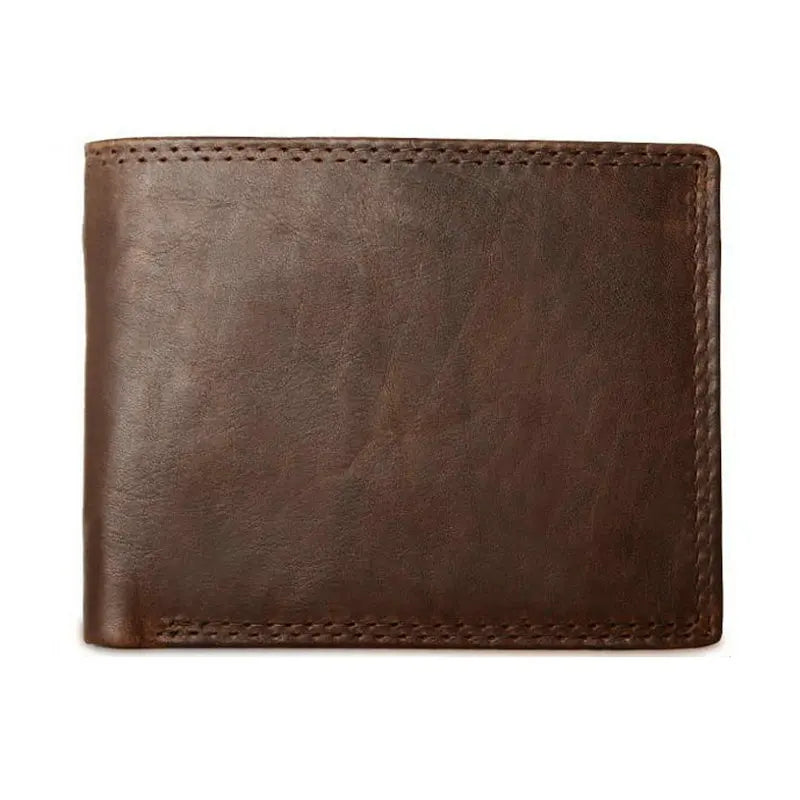 GENODERN Genuine Cow Leather Men’s Wallet with Coin Pocket – Vintage RFID Blocking Slim Male Purse Card Holder Leather Wallet