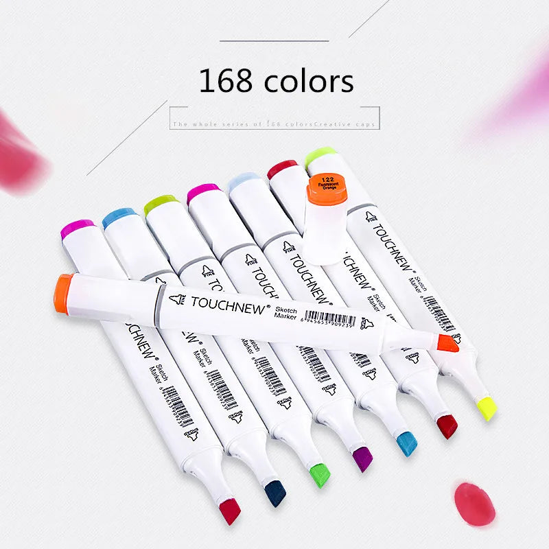 TOUCHNEW Alcohol Sketch Markers - Dual Tip Brush Pens for Manga Drawing & Art Supplies