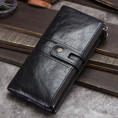 CONTACT'S Men’s Genuine Leather Clutch Wallet – Long Vintage Wallet with Card Holder, Zipper Coin Purse & Money Bag