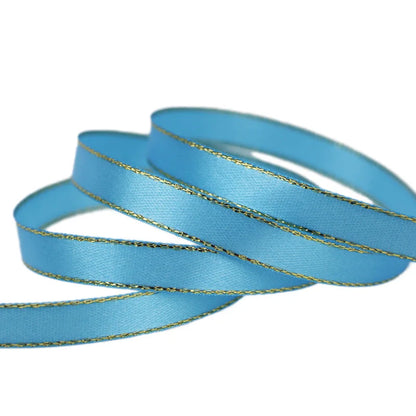 25 Yards 10mm Satin Ribbon with White & Gold Edge - High-Quality Gift Packaging Ribbon