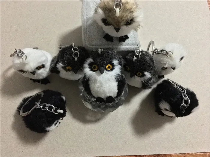 Cute Tiny Plush Faux Rabbit Fur Owl Keychain – Mini Animal Bag & Car Trinket Jewelry Gift for Women & Girls