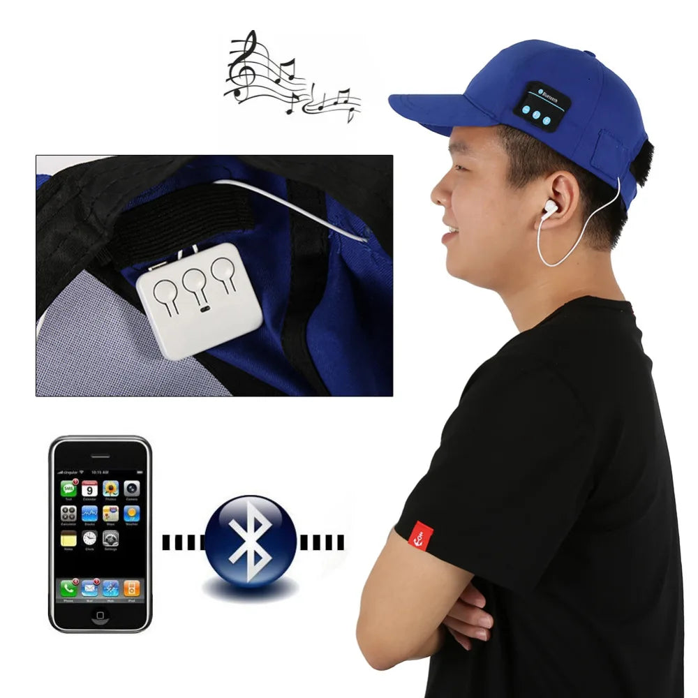 Bluetooth 5.0 Headphone Baseball Cap - Wireless Stereo Earphones with Mic for Outdoor Use