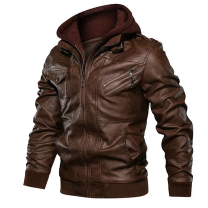 KB Men’s Leather Motorcycle Jacket – Casual PU Biker Coat, Autumn Outerwear, EU Size SA722