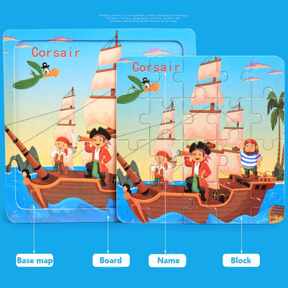 20-Piece Wooden Puzzle Set — Cartoon Animals, Cars, Letters & Numbers Educational Jigsaw Toys for Kids