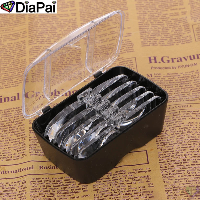 DIAPAI Adjustable 5-Lens Loupe Headband Magnifier with LED Light – Diamond Painting Embroidery Glasses