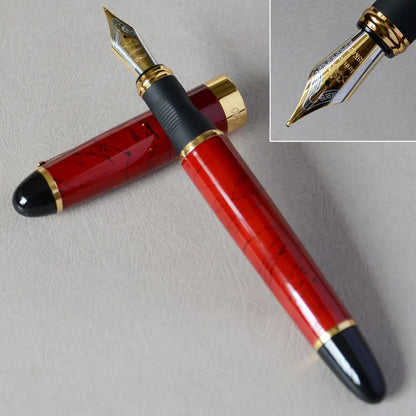 IRAURITA JINHAO X450 Fountain Pen – Dark Green & Golden, 18KGP 0.7mm Broad Nib, Full Metal, 21 Colors with Ink