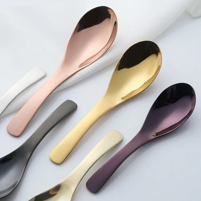High-Quality 304 Stainless Steel Spoon Set – 3 Sizes, Gold Finish for Rice, Soup, Kids, Ice Cream & Dessert Kitchen Tableware
