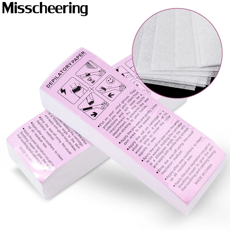 100pcs Hair Removal Wax Strip Paper Rolls – High Quality Nonwoven Body Cloth for Smooth Skin