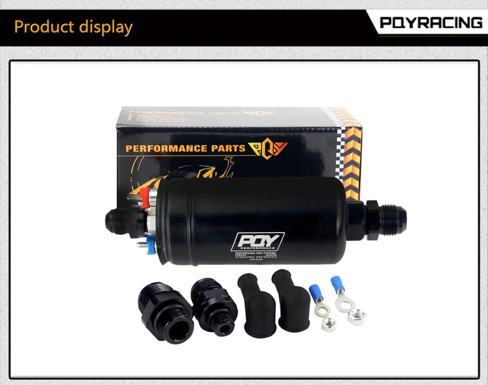 PQY EFI 380LH 1000HP External Fuel Pump – E85 Compatible, Top Quality 044 Style, Model PQY-FPB003-QY