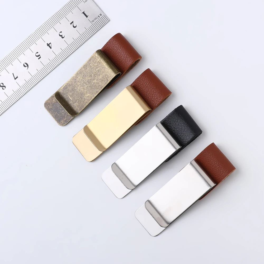 Metal Leather Pen Holder: Vintage Brass Stainless Steel Pencil Clip for Notebook, Memo, and Diary