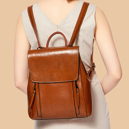 Women's Genuine Leather Backpack - Crossbody Shoulder Bag, School Bag, Laptop Rucksack, and Messenger Bag for Girls