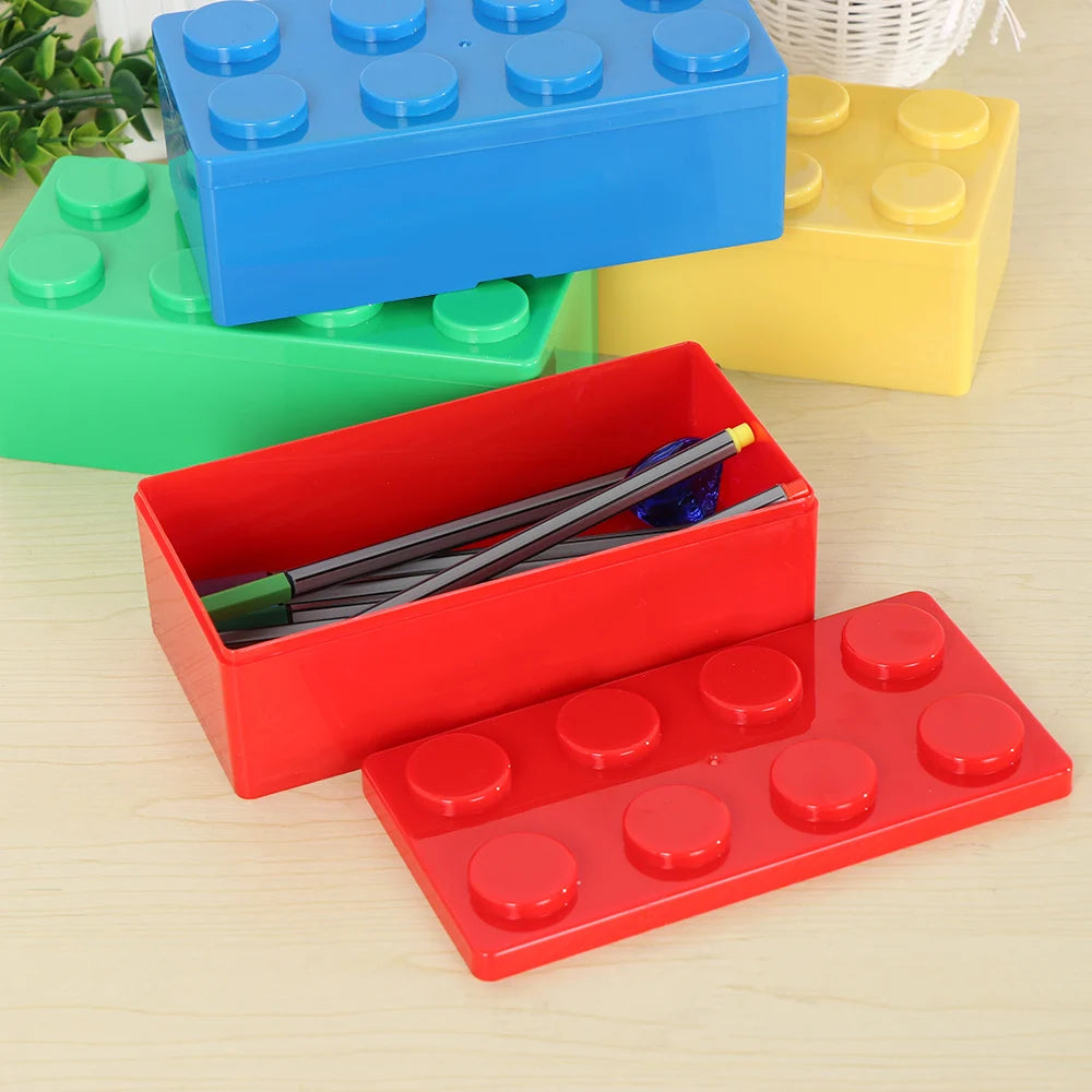 Creative Building Block Storage Box – Stackable Space-Saving Plastic Organizer for Desktop & Office Supplies