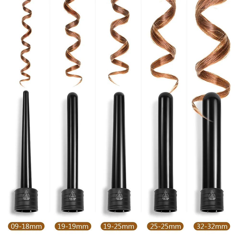 5-in-1 Rotating Hair Curler – Professional Salon Multifunctional Curling Iron with Interchangeable Barrels
