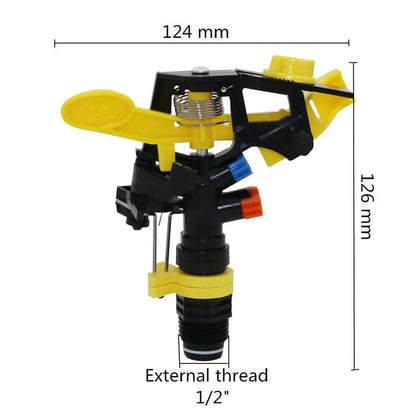 Adjustable Spiked Rocker Impact Sprinkler: 360 Degrees Rotary Jet for Garden & Agriculture Watering - Lawn Irrigation Nozzle for Efficient Watering