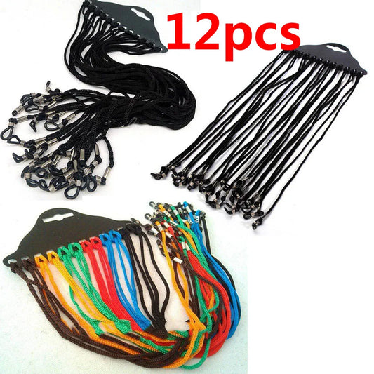 12pcs Adjustable Neck Cord Strap String Lanyard Holder for Eyeglasses, Glasses, Sunglasses - Random Color Assortment