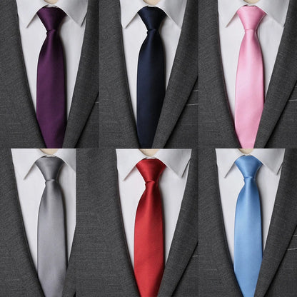 Men’s Zipper Necktie – 6cm Solid Lazy Tie for Business, Wedding & Fashion Accessories