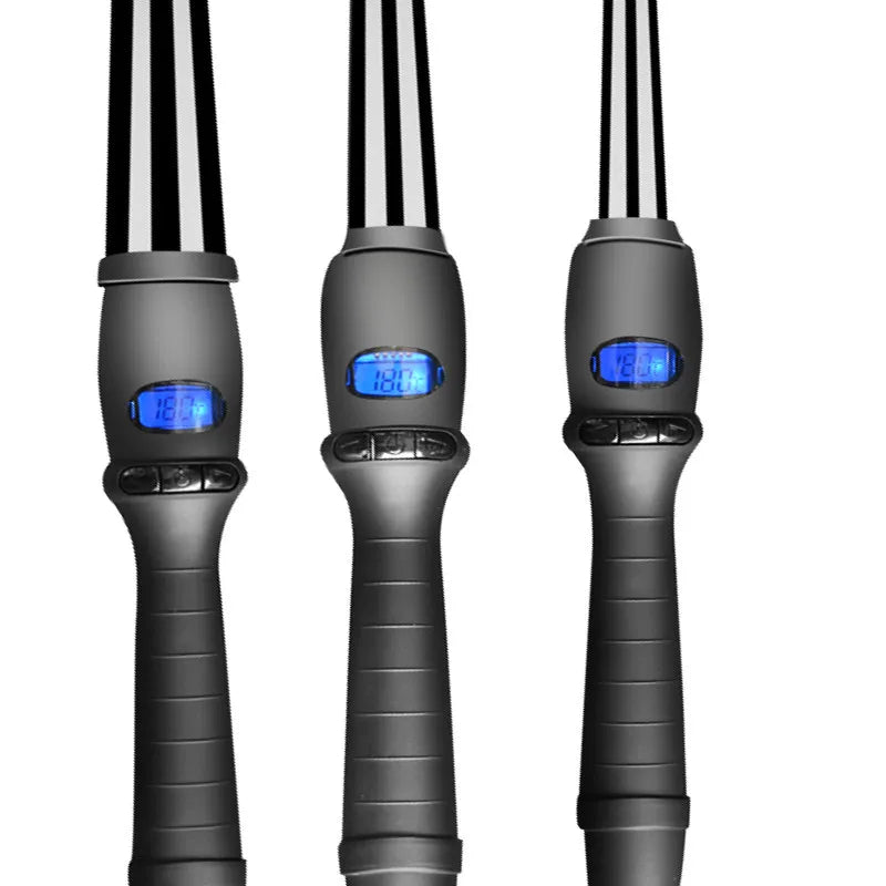 LCD Conical Curling Iron: Ceramic Glaze Pear Flower Cone Electric Hair Curler for Beautifully Curled Hairstyles