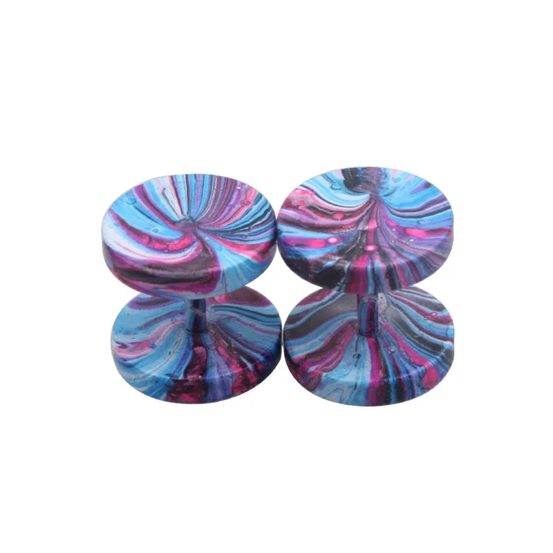 Stainless Steel Stud Earrings & Ear Plugs — Faux Punk Barbell Tunnels, Fake Piercing Gauges for Men & Women Body Jewelry