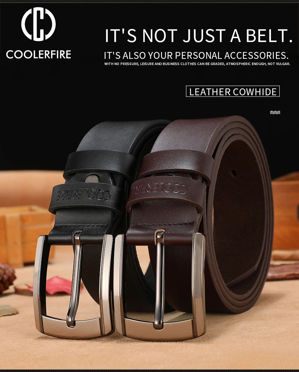 Men's High-Quality Genuine Leather Belt – Luxury Designer Cowskin Fashion Strap for Jeans & Cowboy Style