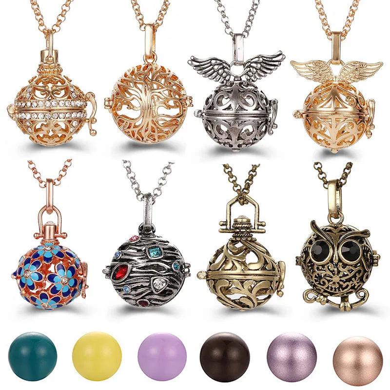 Mexico Music Ball Hollow Zircon Pendant Necklace – Vintage Perfume Aromatherapy Locket for Women