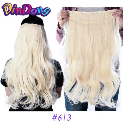 DinDong 32" Clip-In Hair Extensions — 210G Synthetic Wavy, Heat Resistant, 613# Blonde & 19 Colors