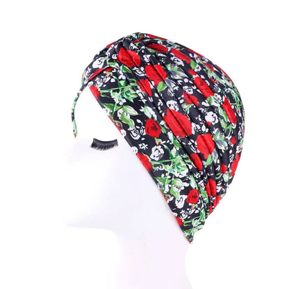 Women's Print Flower Knot Cancer Chemo Hat: New Ruffle Beanie Scarf Turban Head Wrap Knitted Cap - Hair Loss Accessories